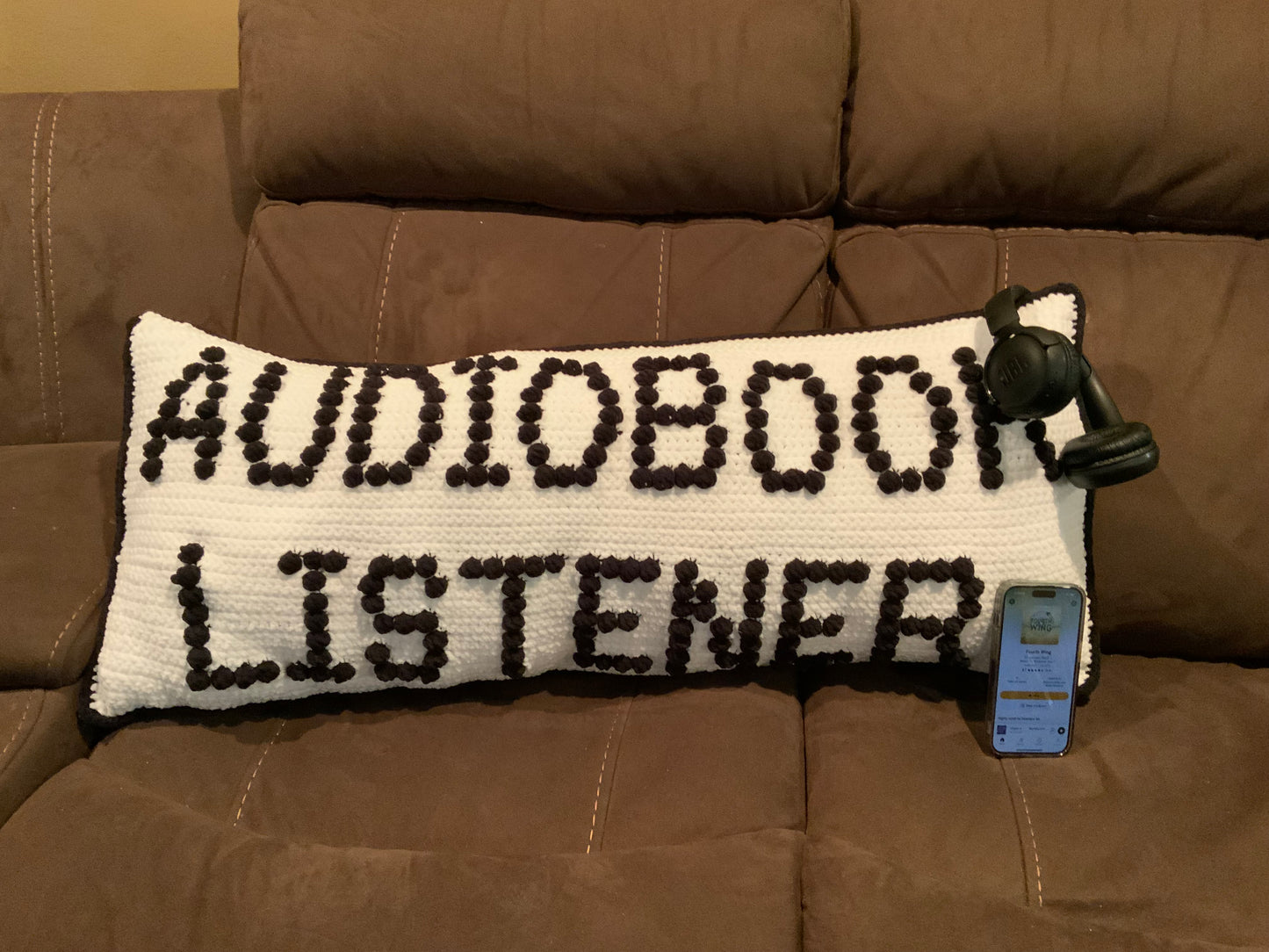 Audiobook Listener Bobble Crochet Pillow Pattern