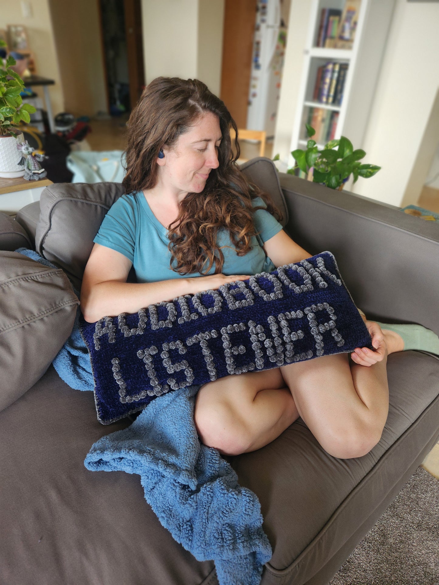 Audiobook Listener Bobble Crochet Pillow Pattern