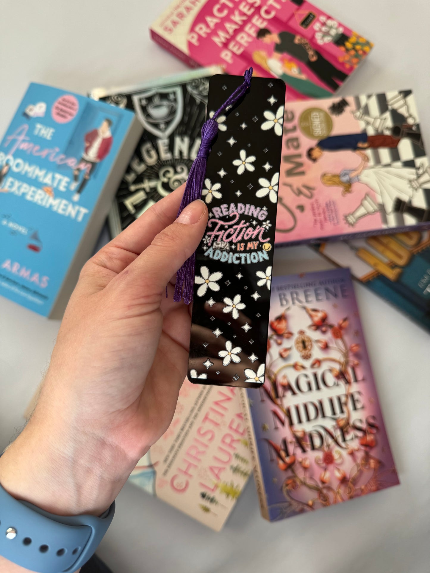 Fiction Addiction Black Acrylic Bookmark
