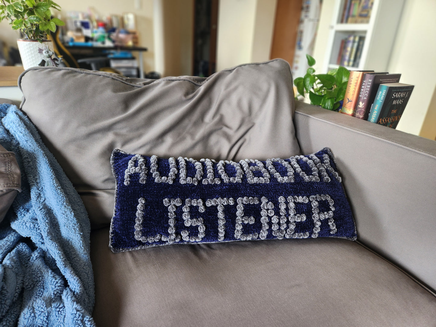 Audiobook Listener Bobble Crochet Pillow Pattern