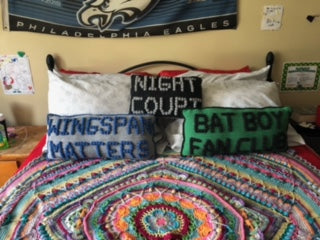 Bat Boy Fan Club Bobble Crochet Pillow Pattern