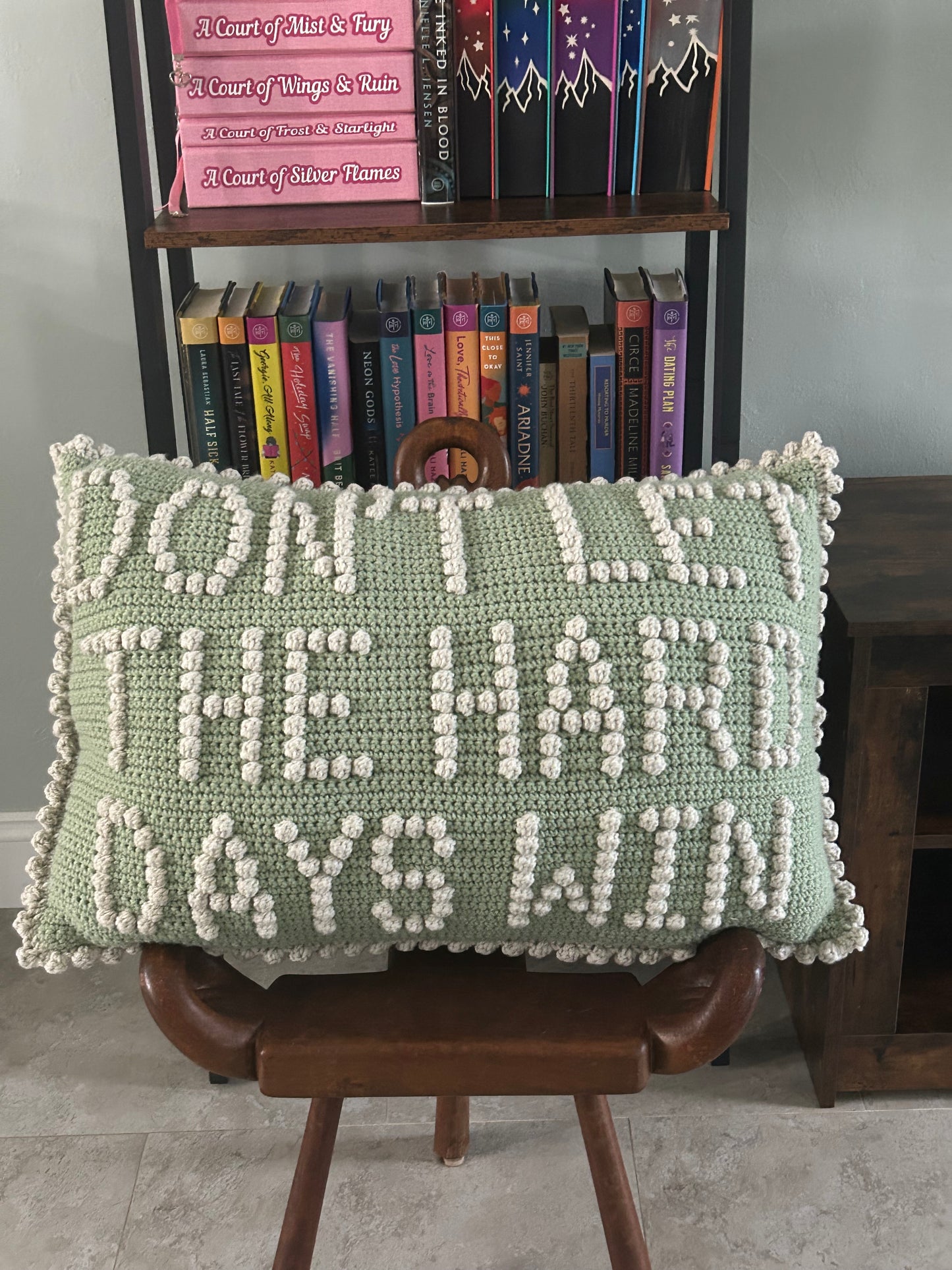 Don't Let The Hard Days Win Bobble Crochet Pillow Pattern