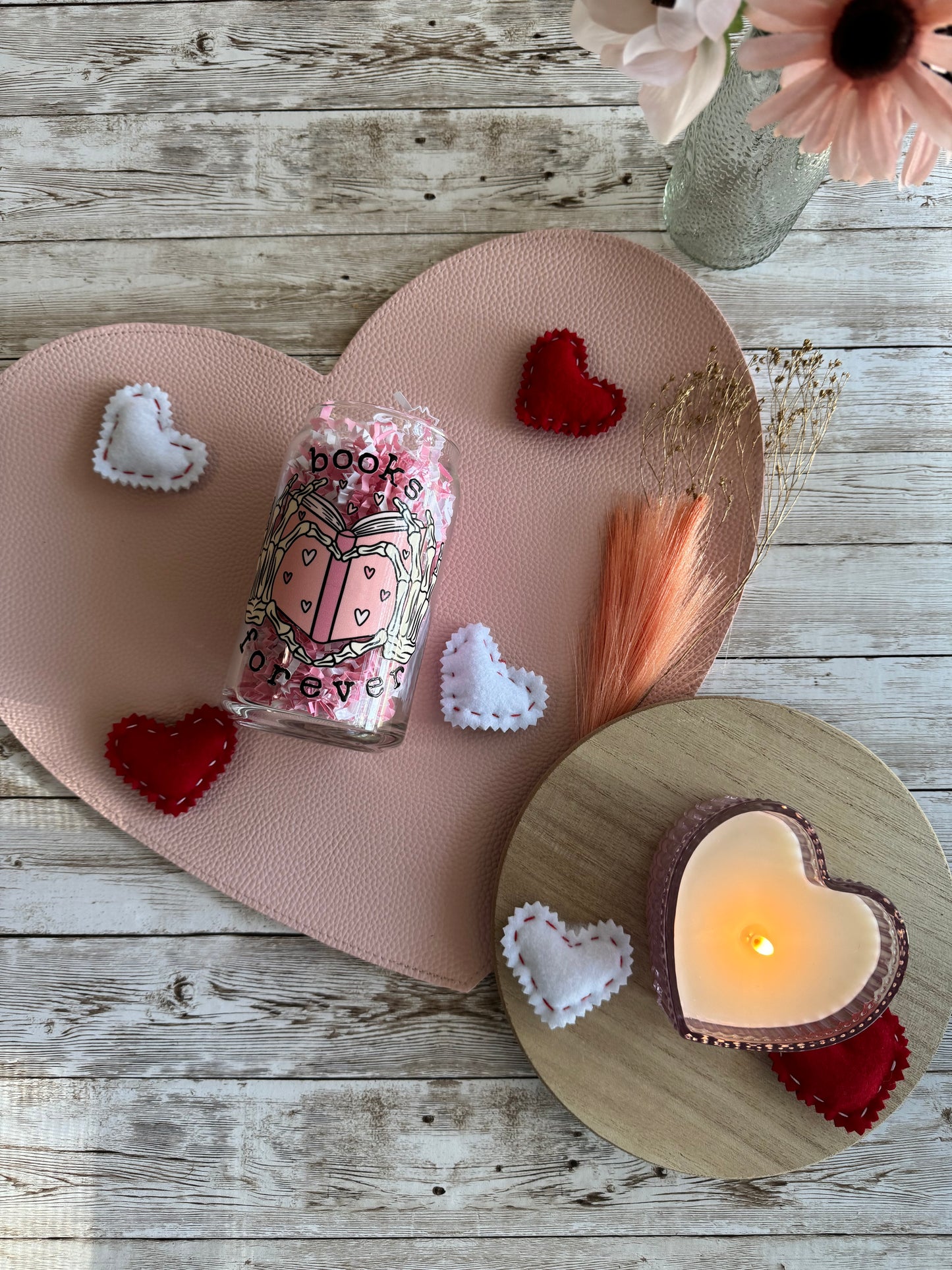 Skelton Hands Heart Books Forever Glass Tumbler
