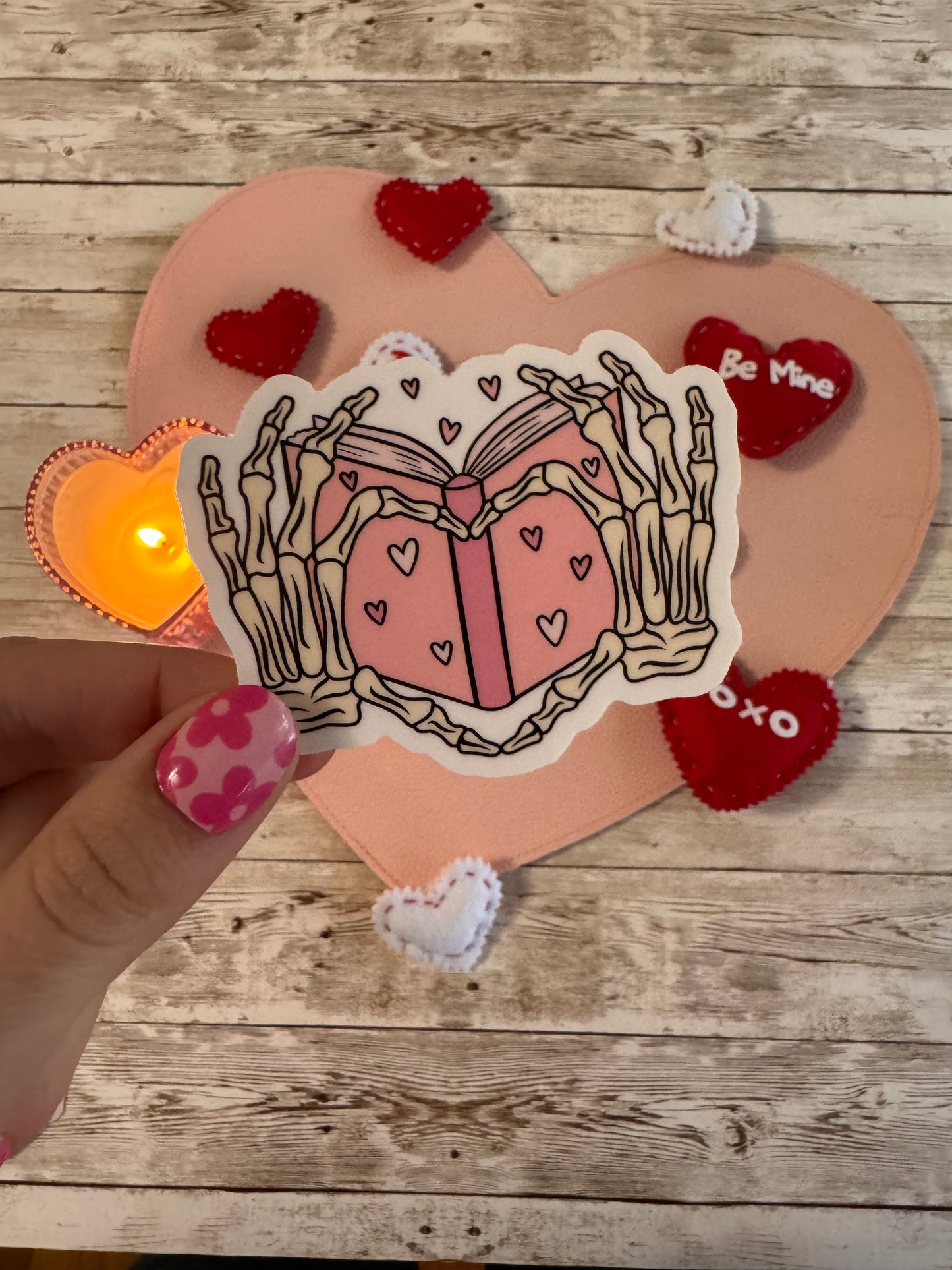 Skeleton Hands Heart Sticker