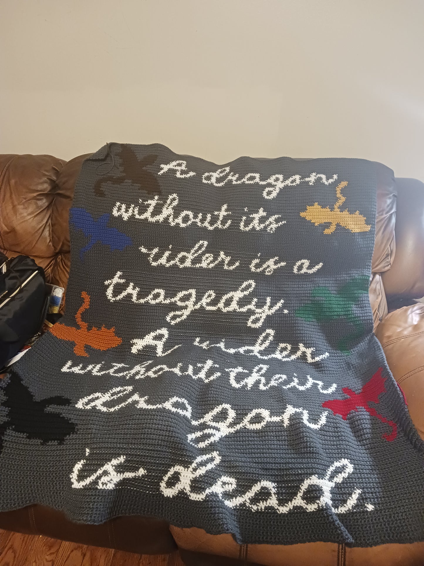 Dragon Rider Quote Tapestry Crochet Graphghan Pattern