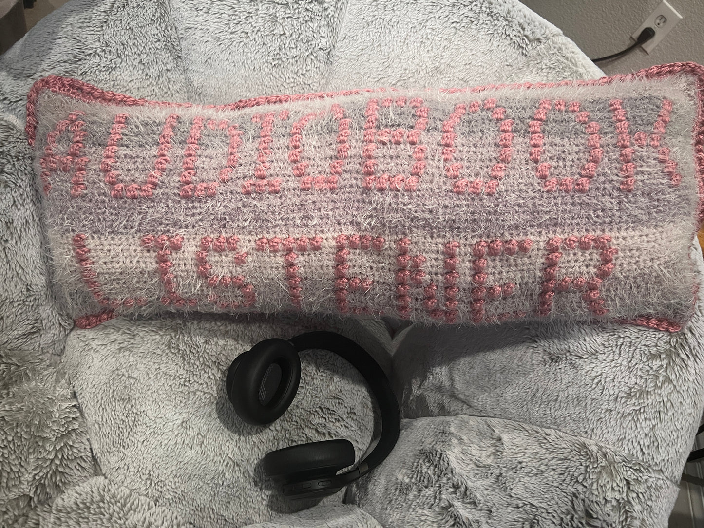 Audiobook Listener Bobble Crochet Pillow Pattern
