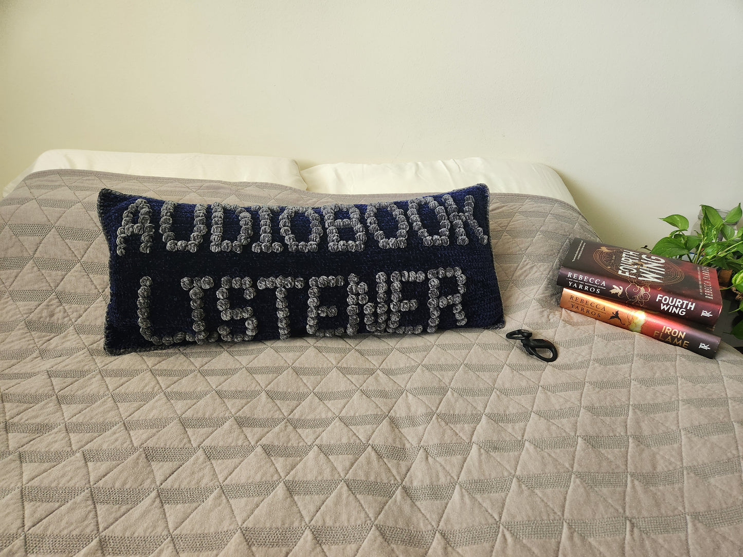 Audiobook Listener Bobble Crochet Pillow Pattern