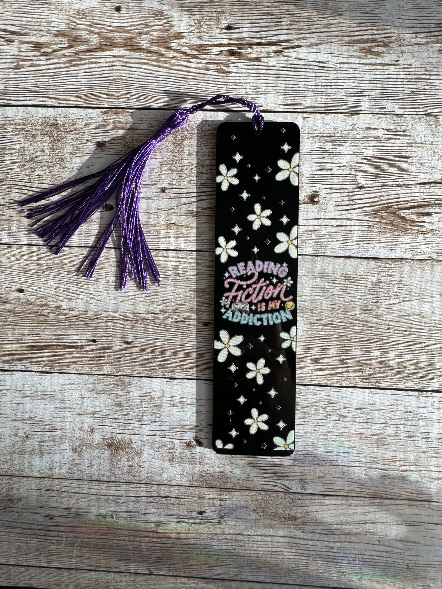 Fiction Addiction Black Acrylic Bookmark