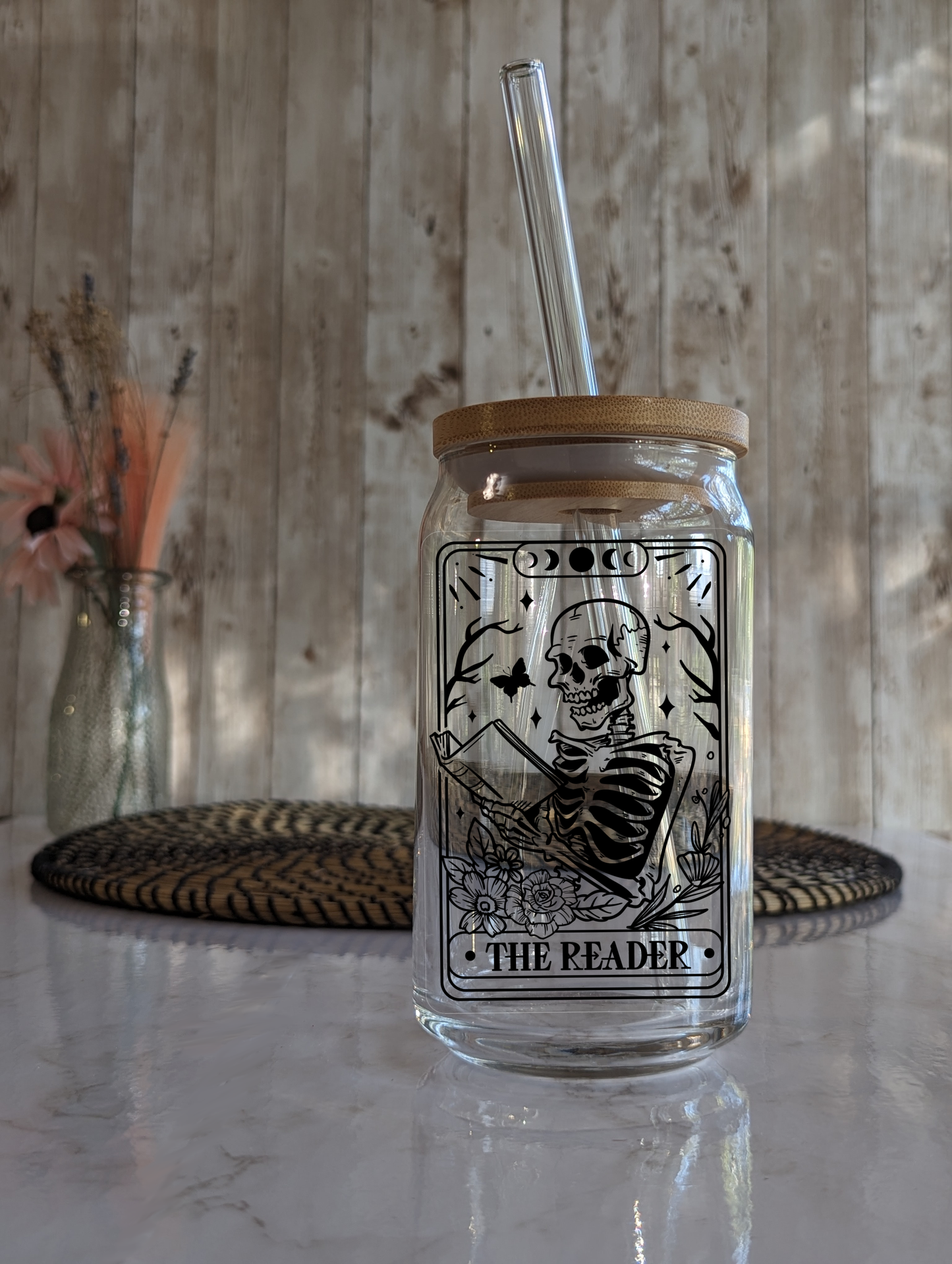 Skeleton Reader Tarot Card Tumbler