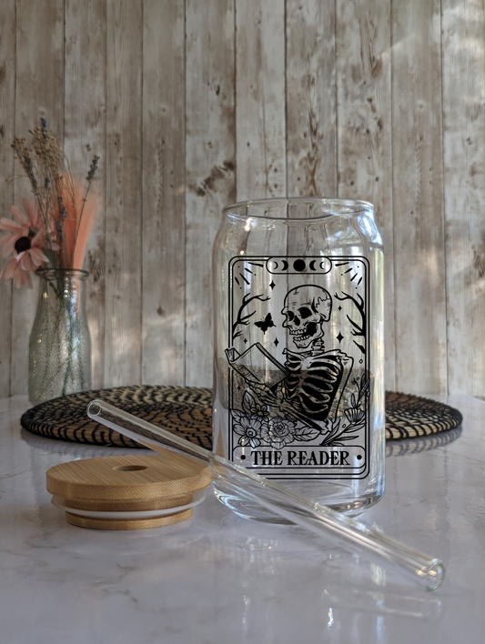 Skeleton Reader Tarot Card Tumbler