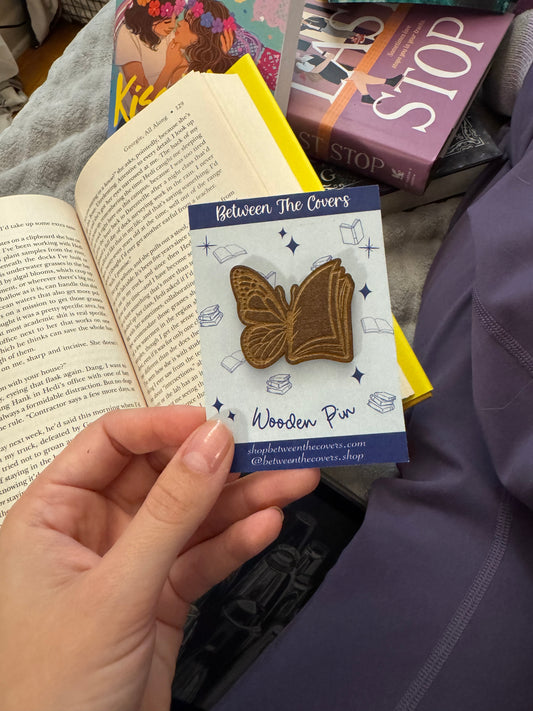 Book Butterfly Wooden Pin