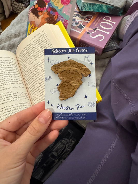 Book Dragon Wooden Pin