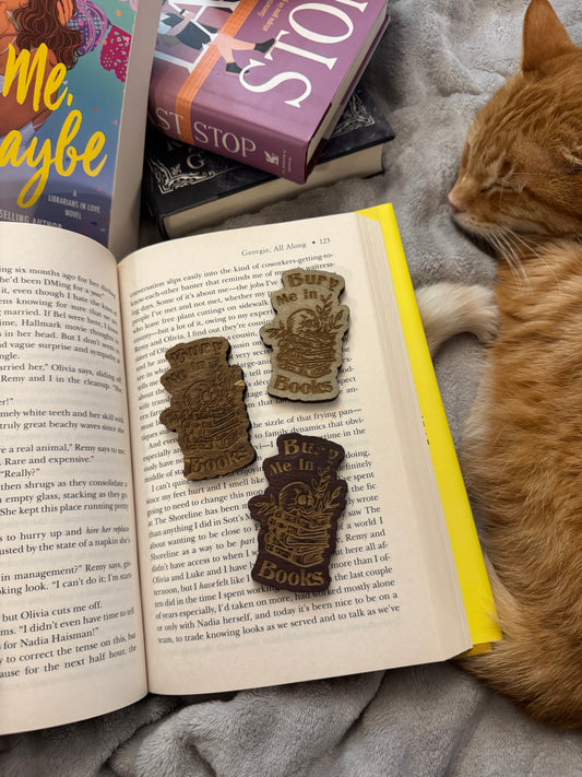 Bury Me in Books Wooden Magnet