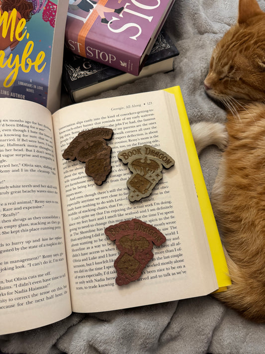 Book Dragon Wooden Magnet