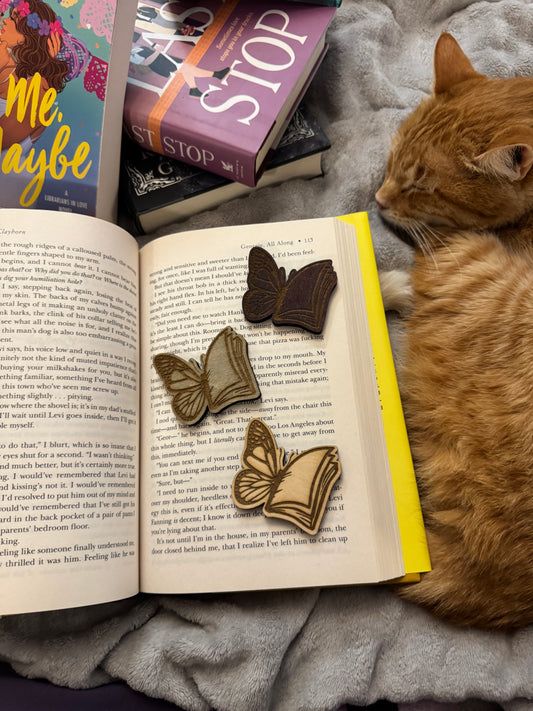 Book Butterfly Wooden Magnet
