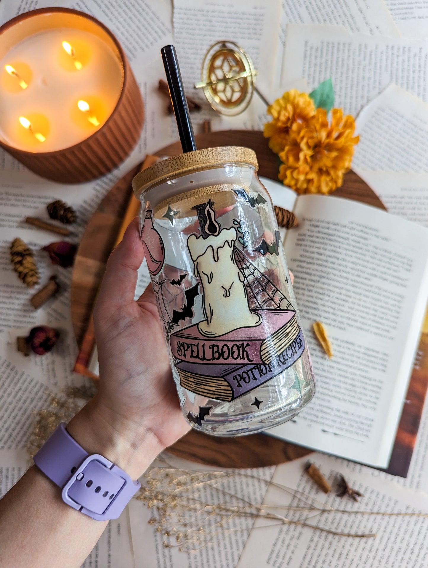 Spell Books Glass Tumbler