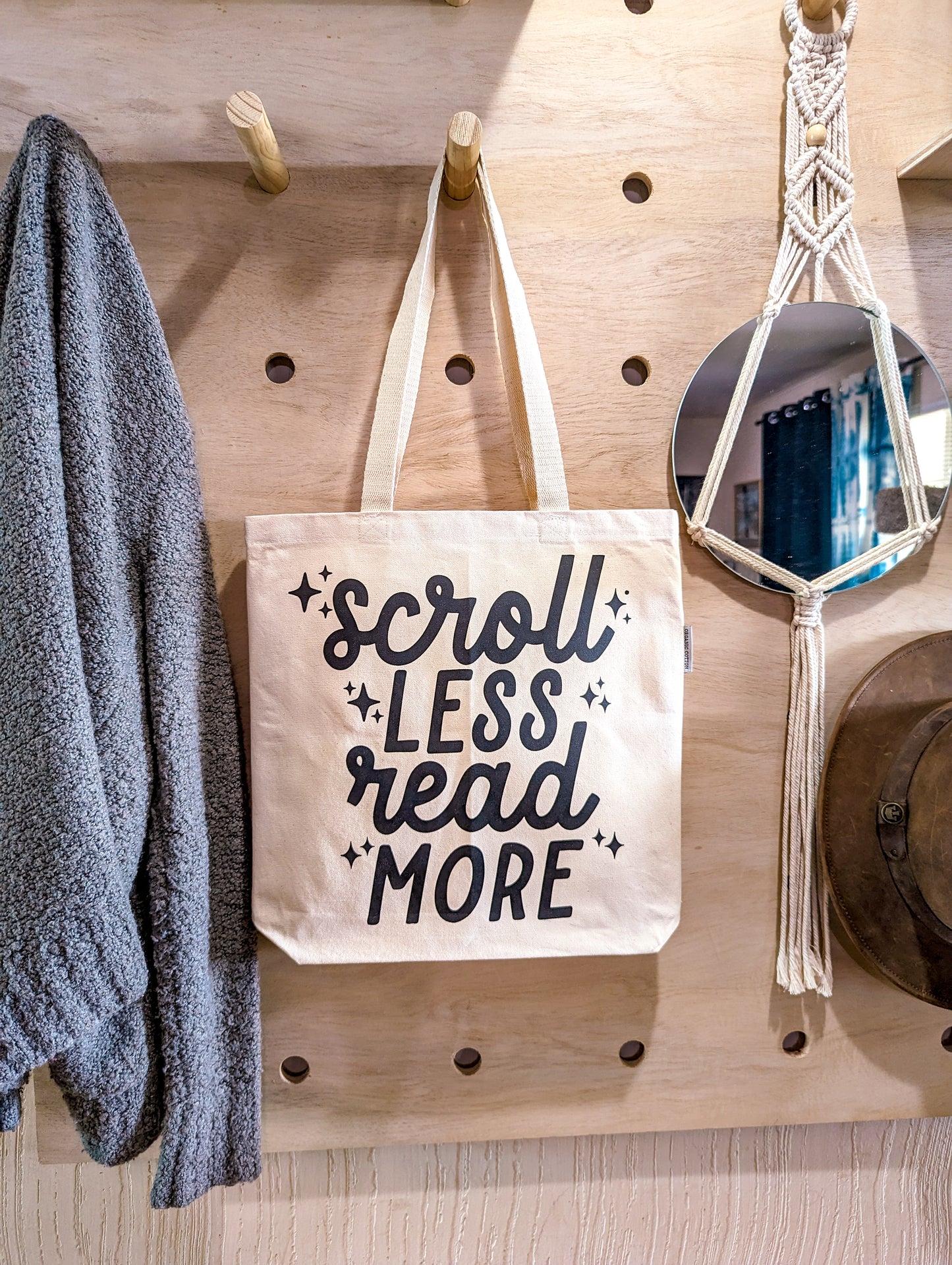 Scroll Less, Read More Tote Bag