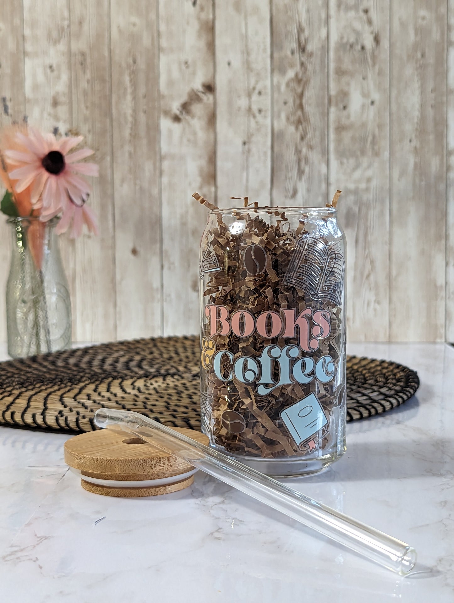 Books and Coffee Glass Tumbler