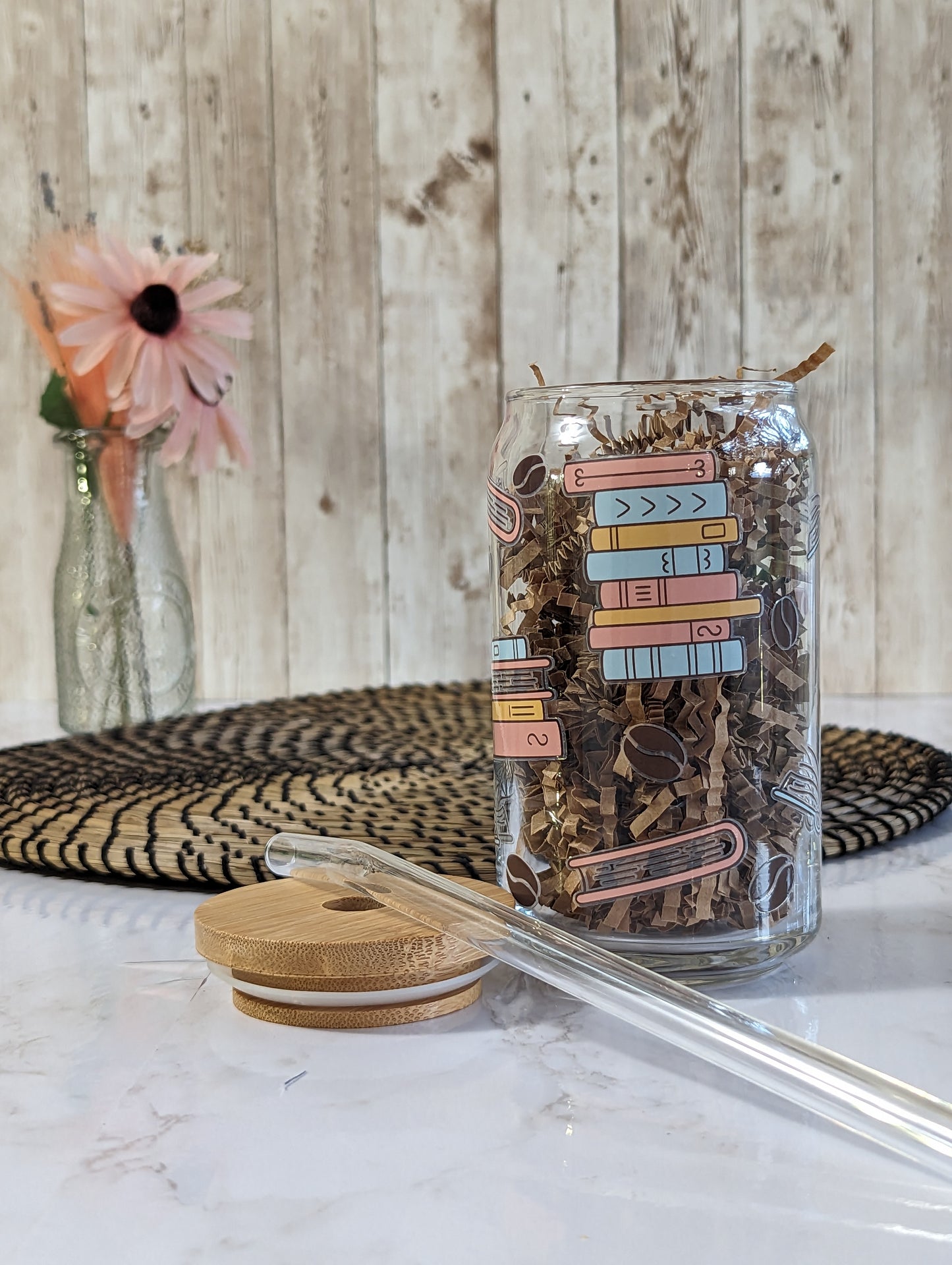 Books and Coffee Glass Tumbler
