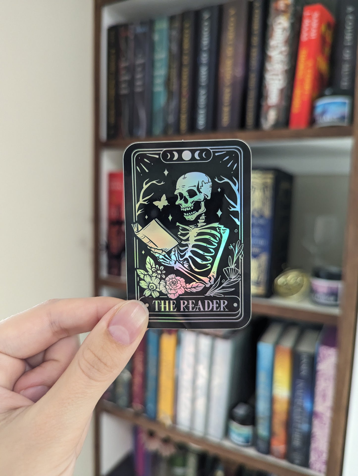 Skeleton Reader Tarot Card Sticker