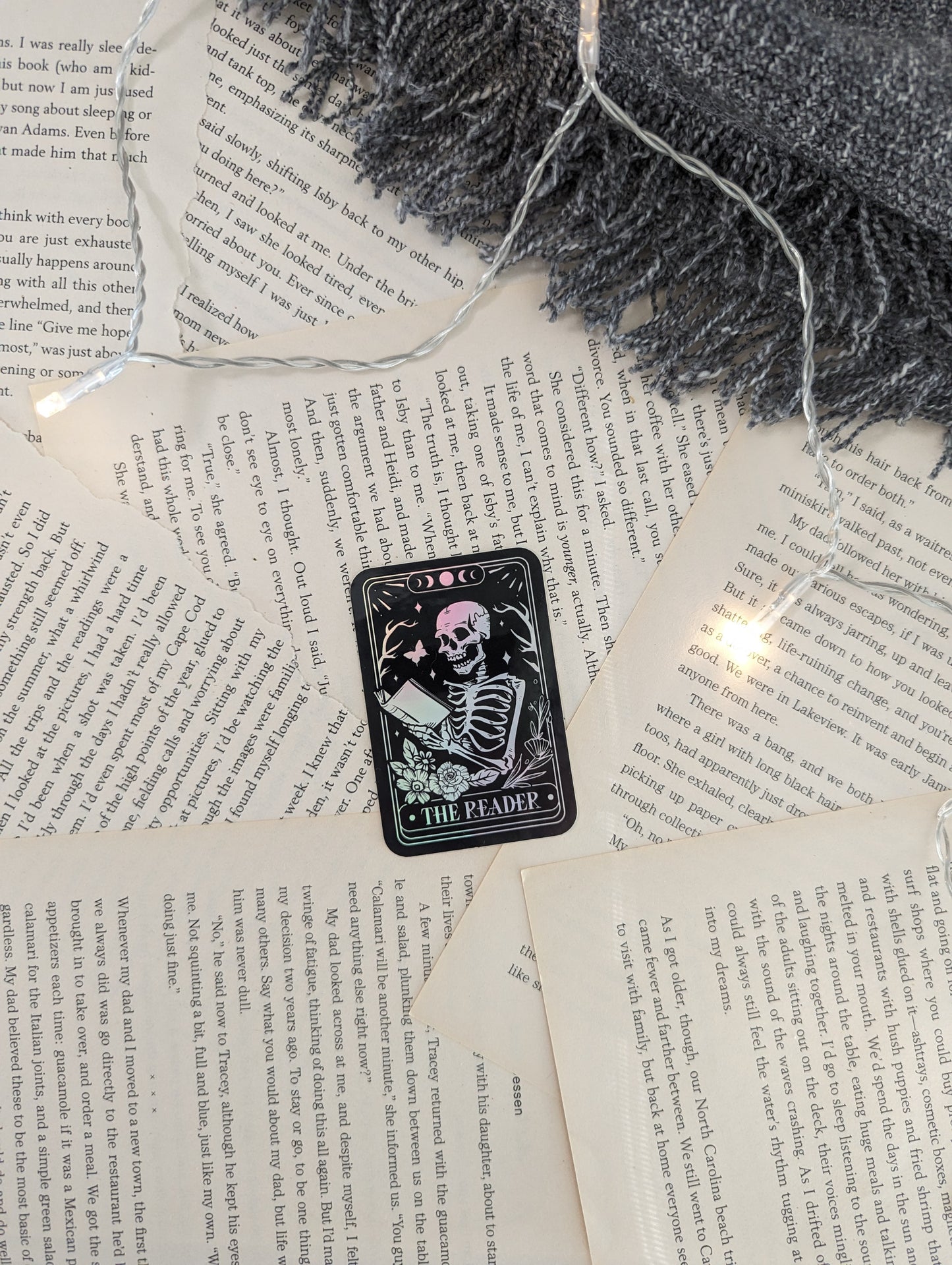 Skeleton Reader Tarot Card Sticker