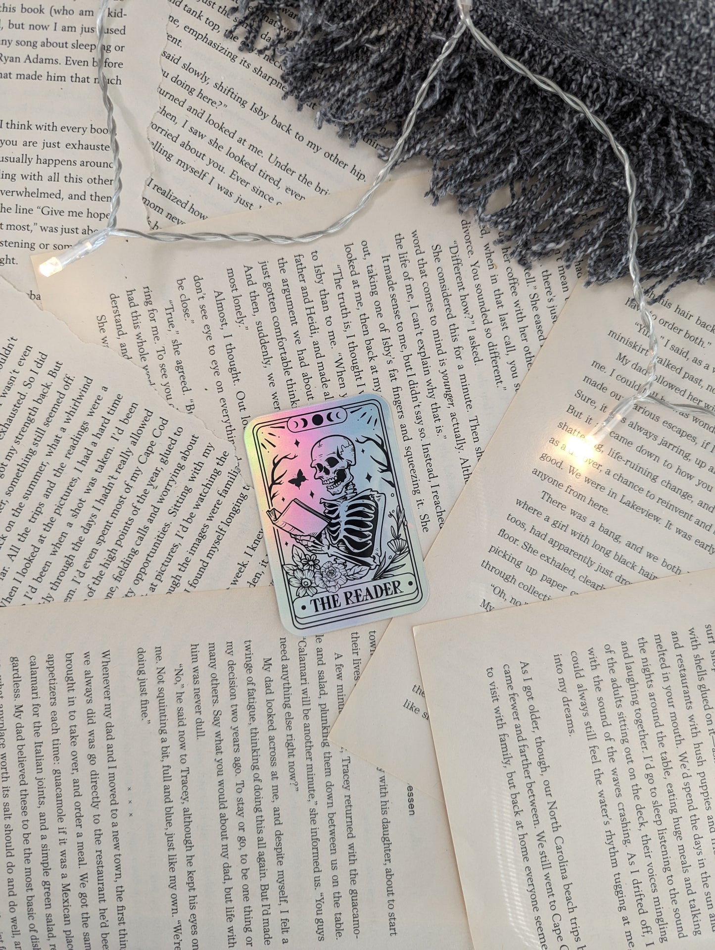 Skeleton Reader Tarot Card Sticker