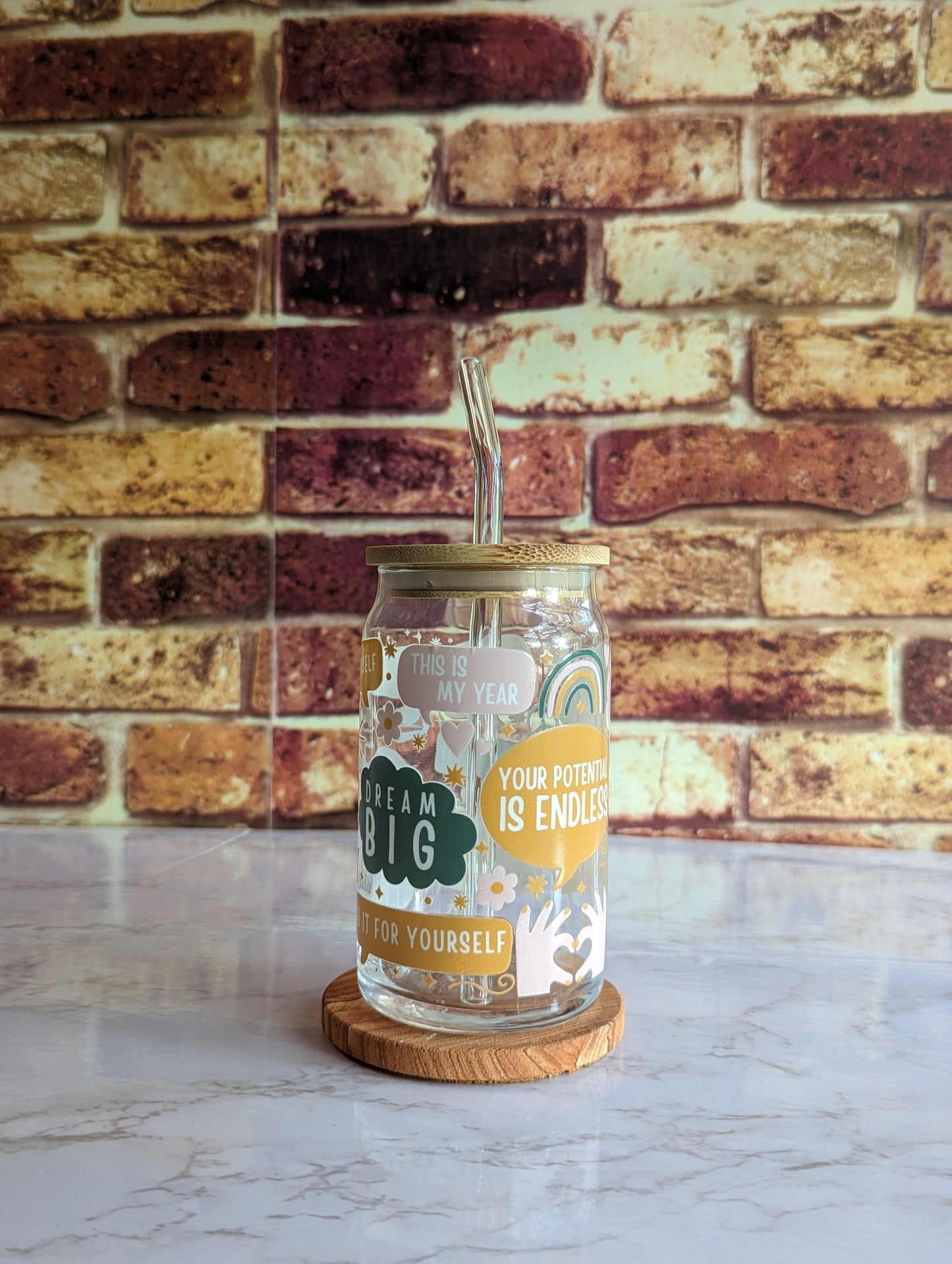 Positive Affirmations Glass Tumbler