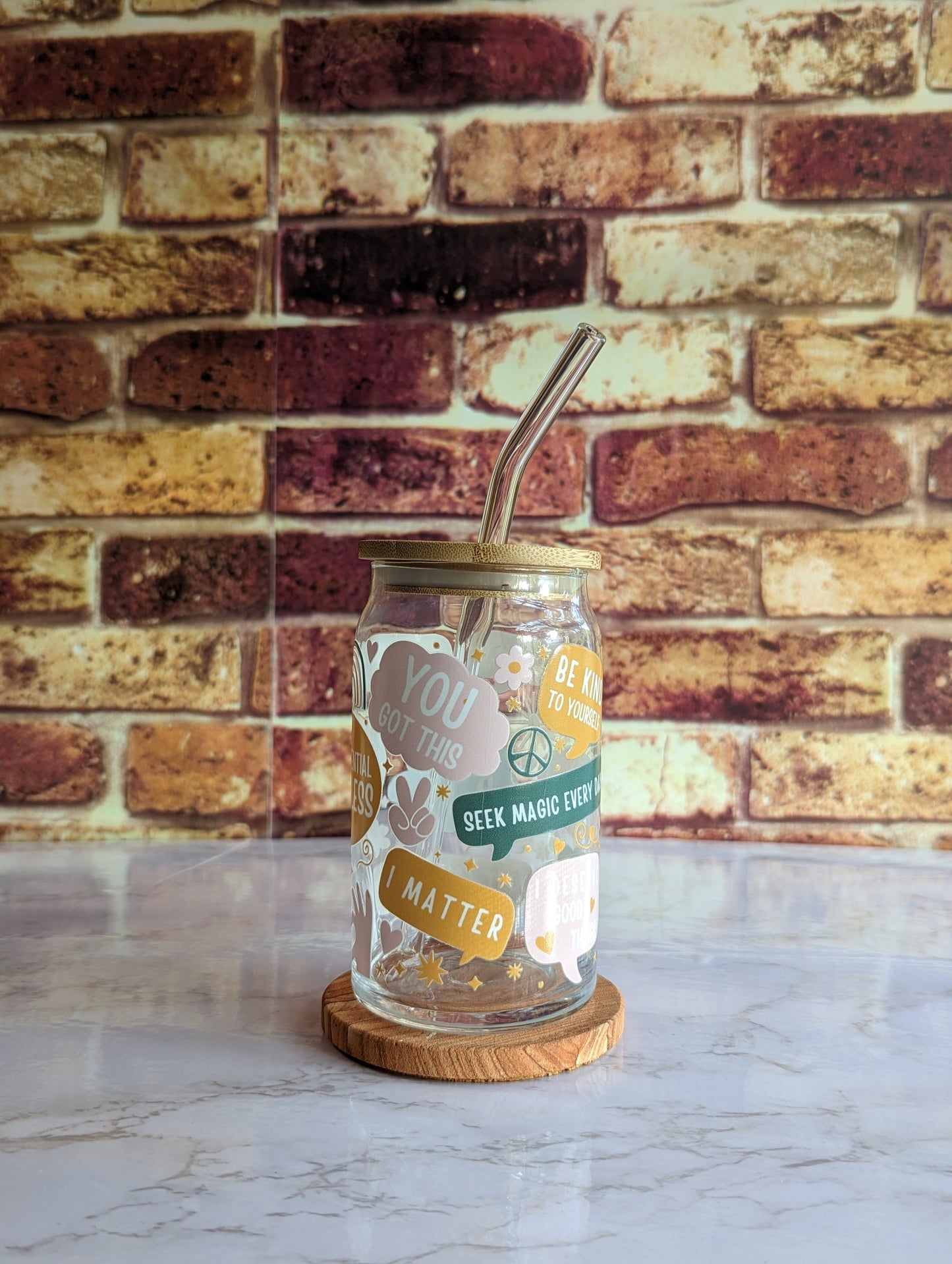 Positive Affirmations Glass Tumbler