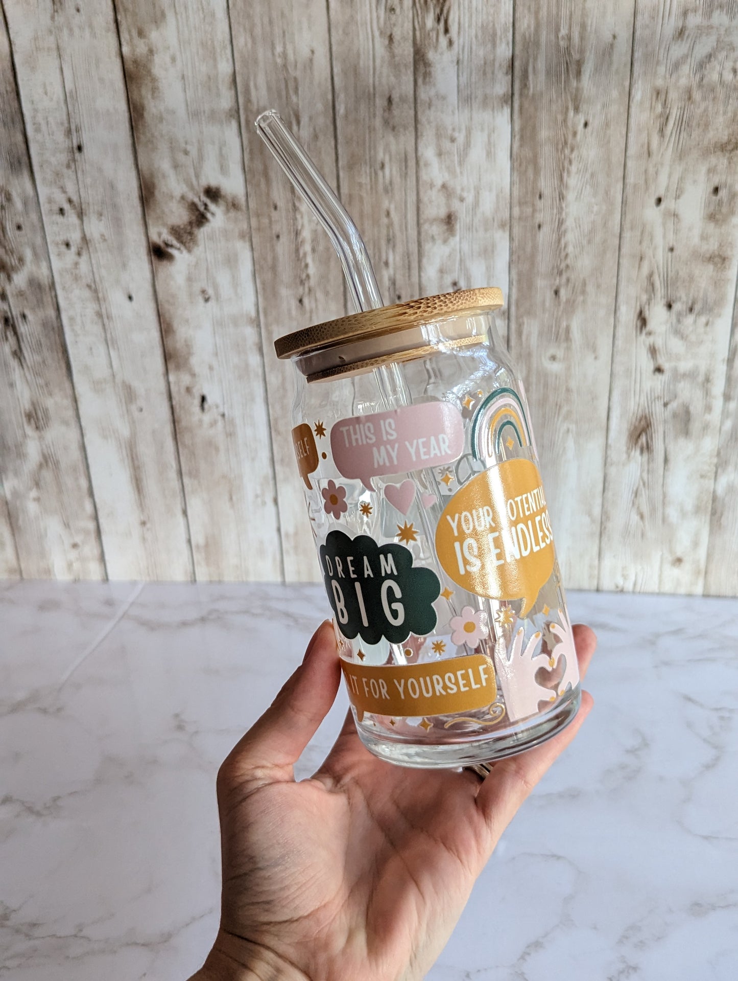 Positive Affirmations Glass Tumbler