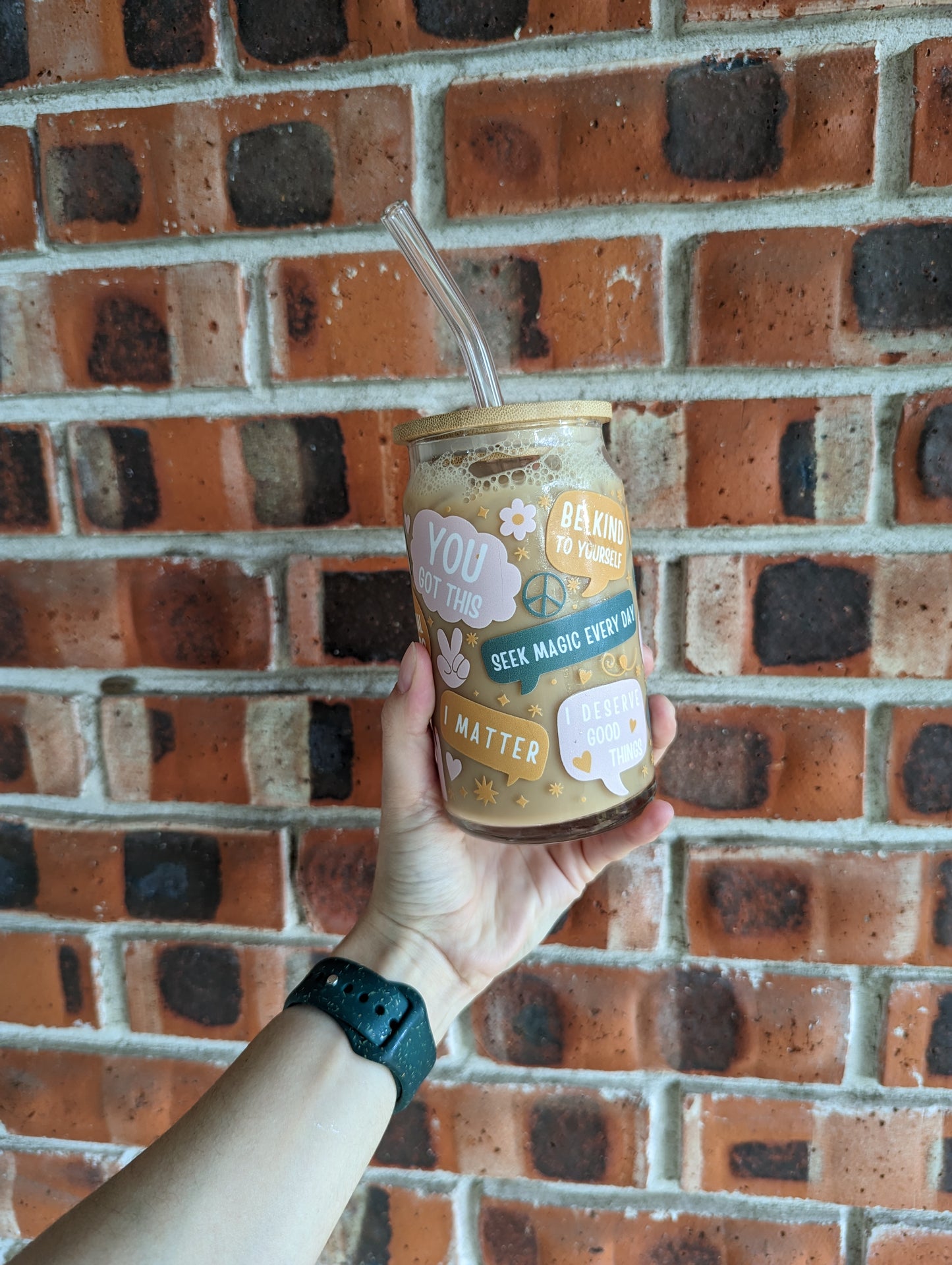 Positive Affirmations Glass Tumbler