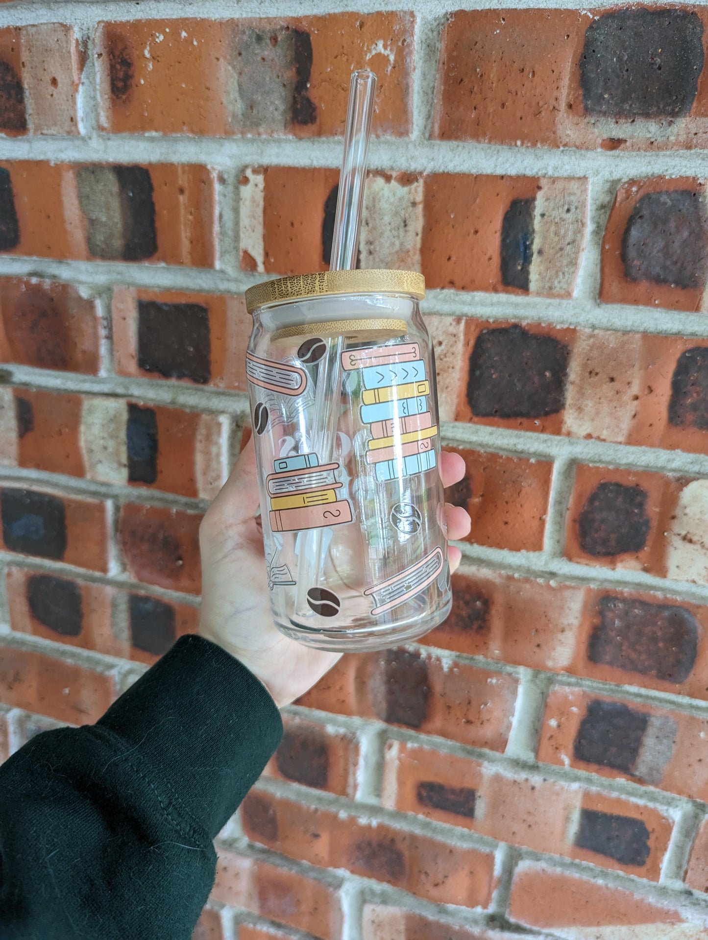 Books and Coffee Glass Tumbler