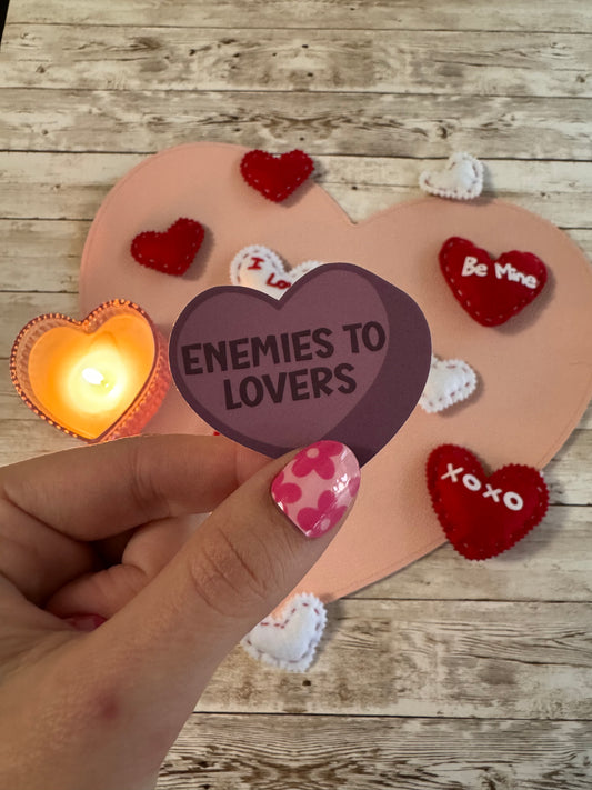 Enemies to Lovers Candy Heart Sticker
