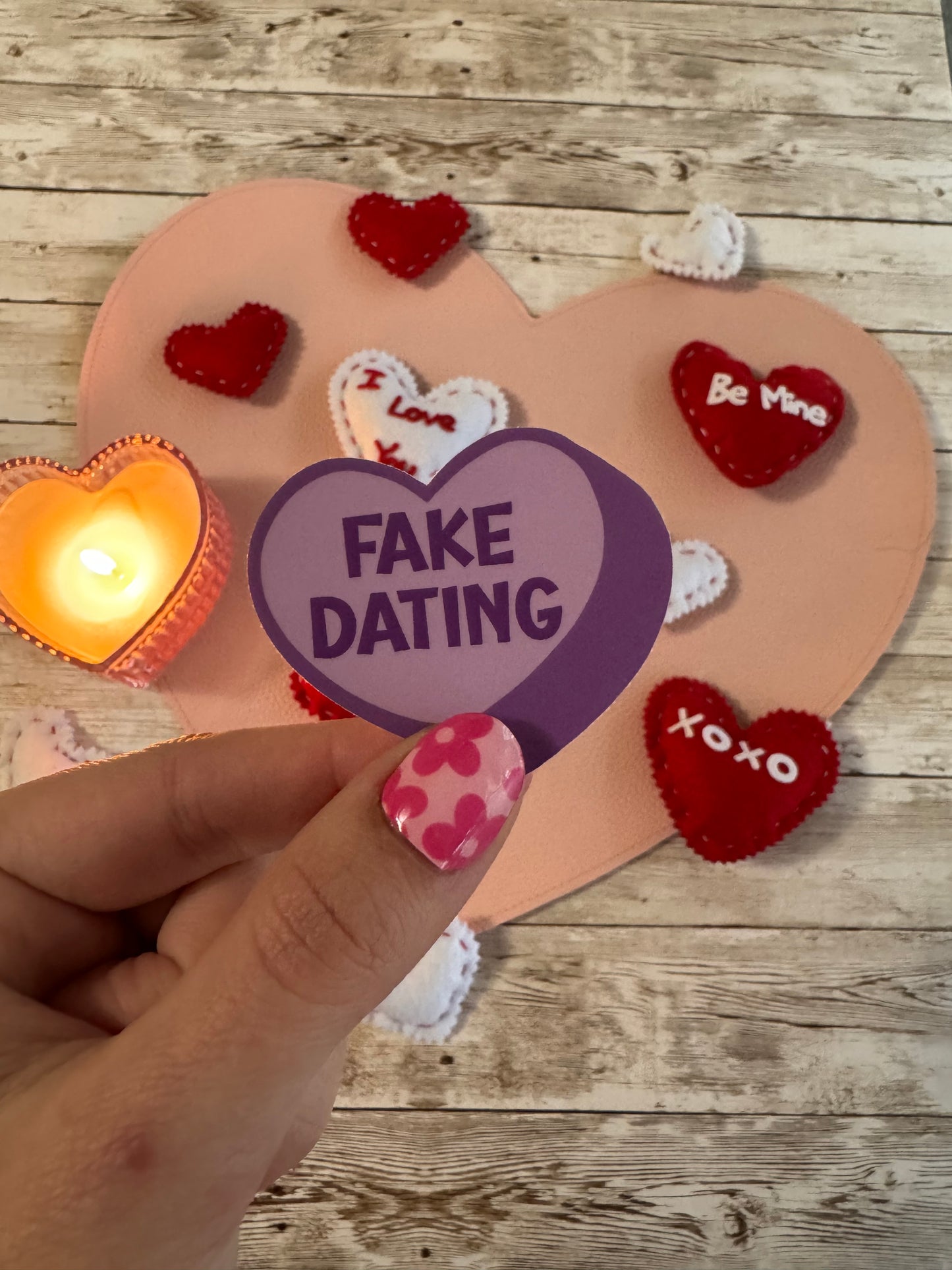 Fake Dating Candy Heart Sticker