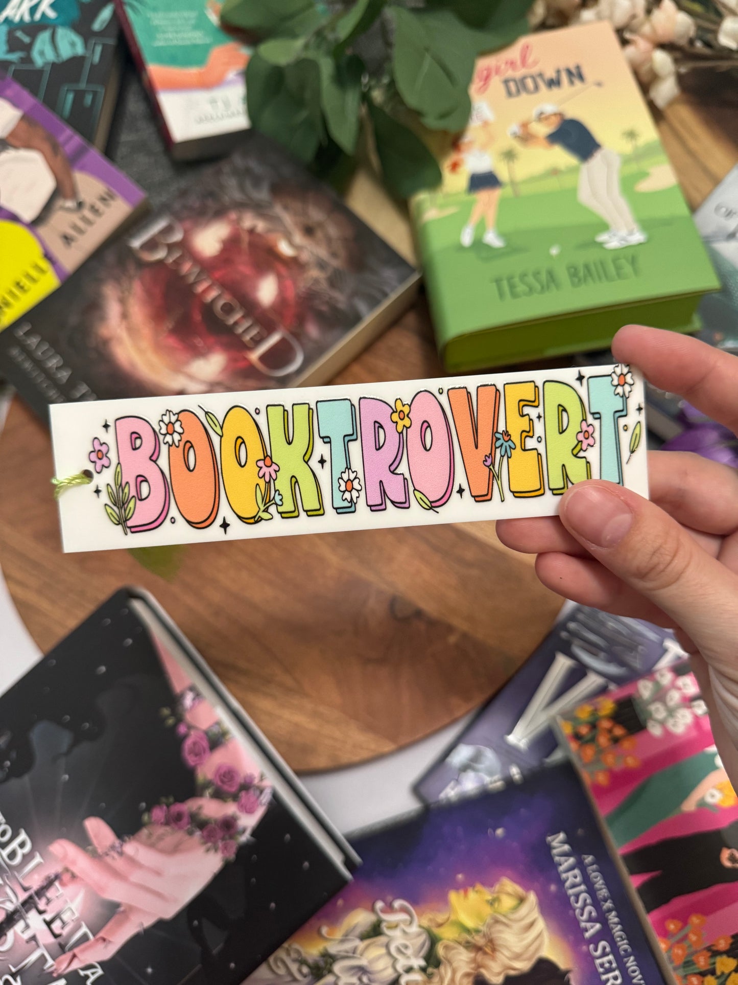 Booktrovert Flowers Black Acrylic Bookmark