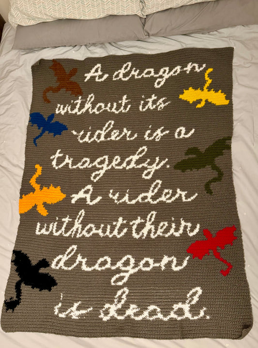 Dragon Rider Quote Tapestry Crochet Graphghan Pattern