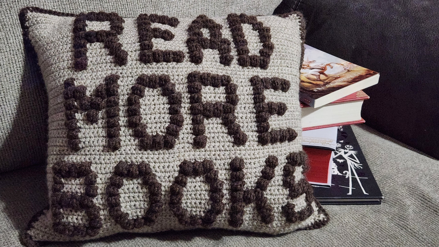 Read More Books Bobble Crochet Pillow Pattern