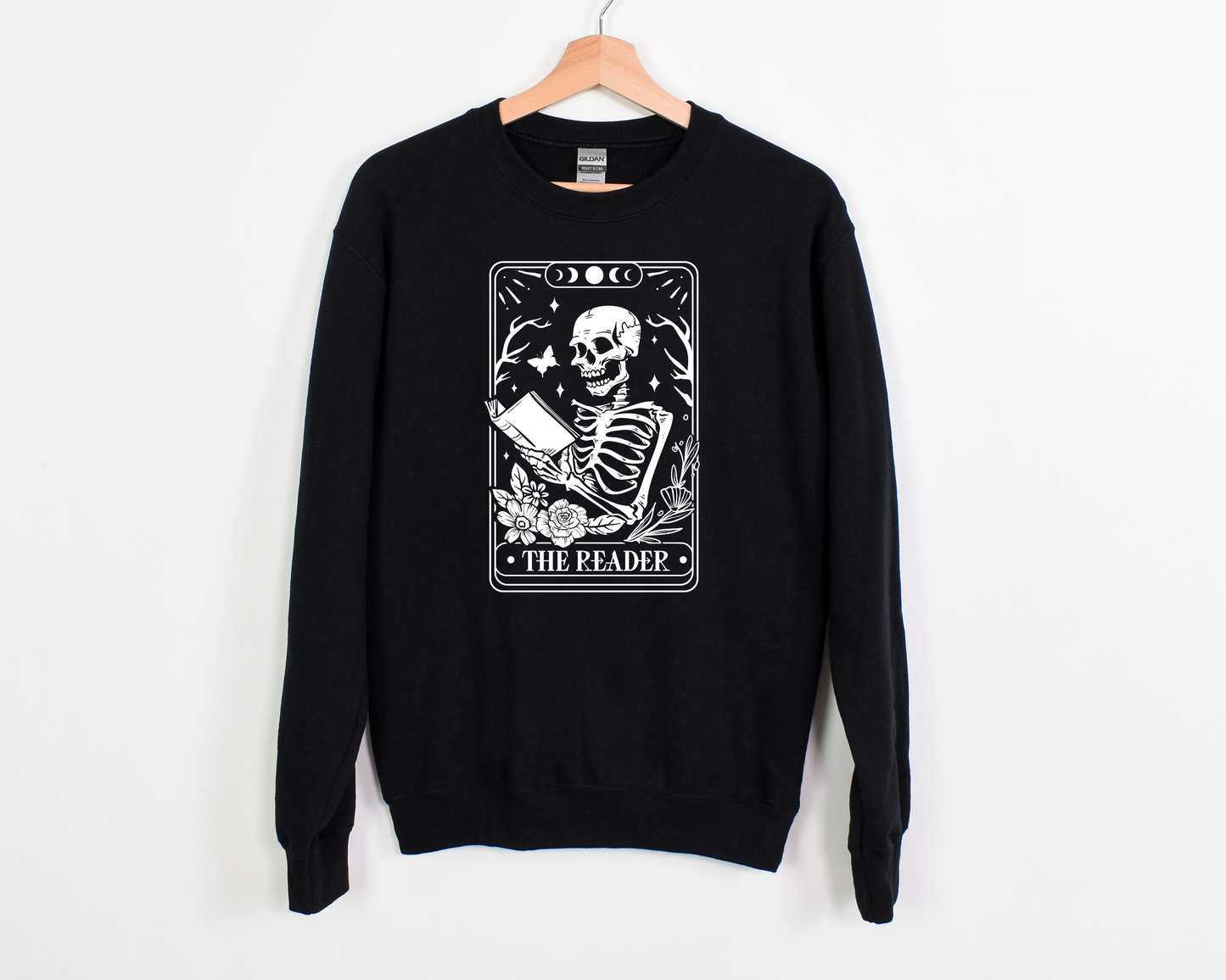 Reader Skeleton Tarot Card Sweatshirt