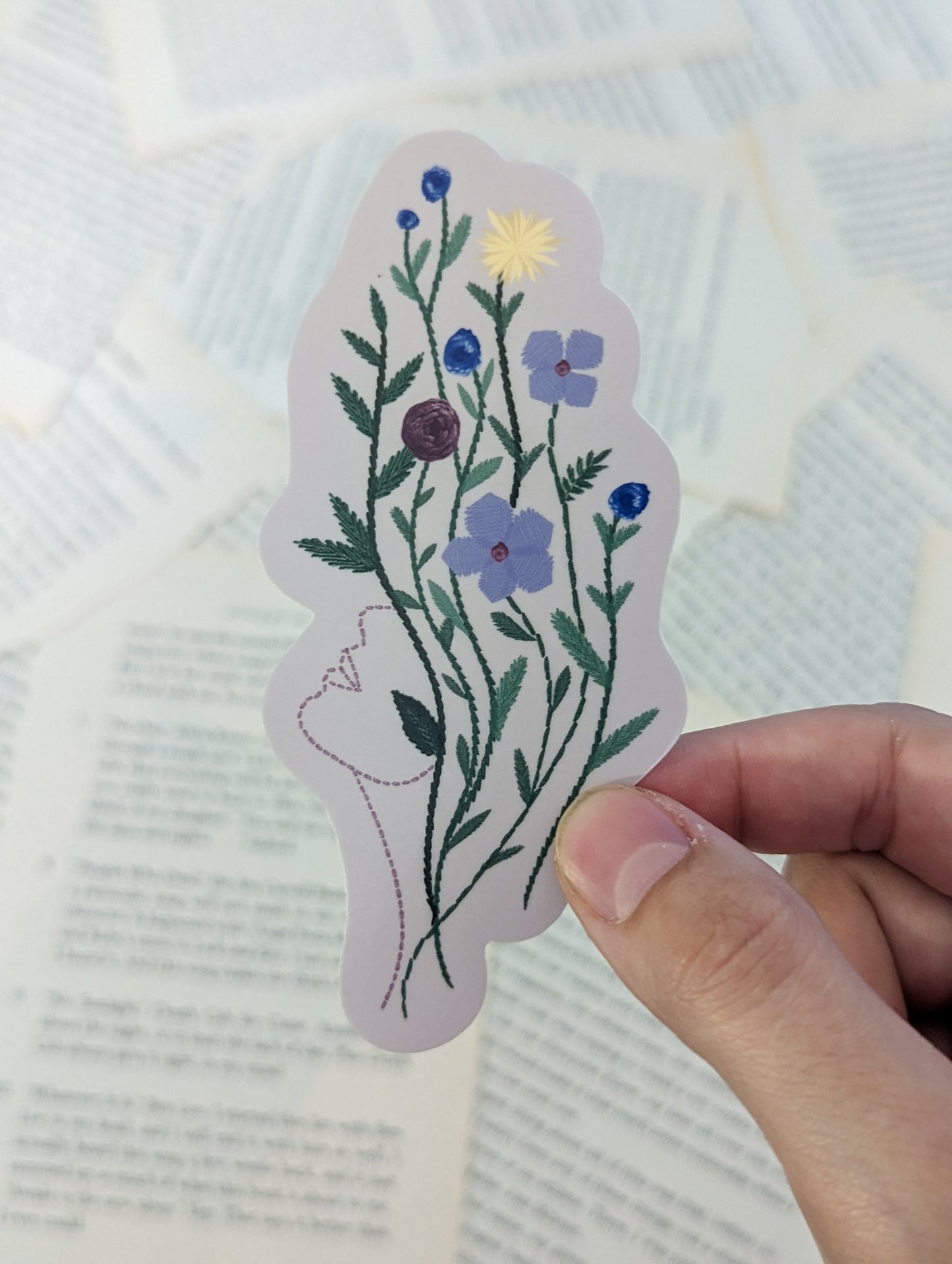 Embroidered Flower Lady Sticker