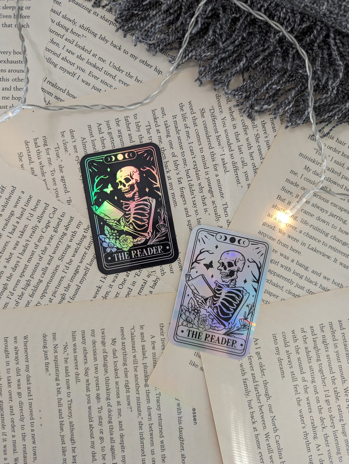 Skeleton Reader Tarot Card Sticker
