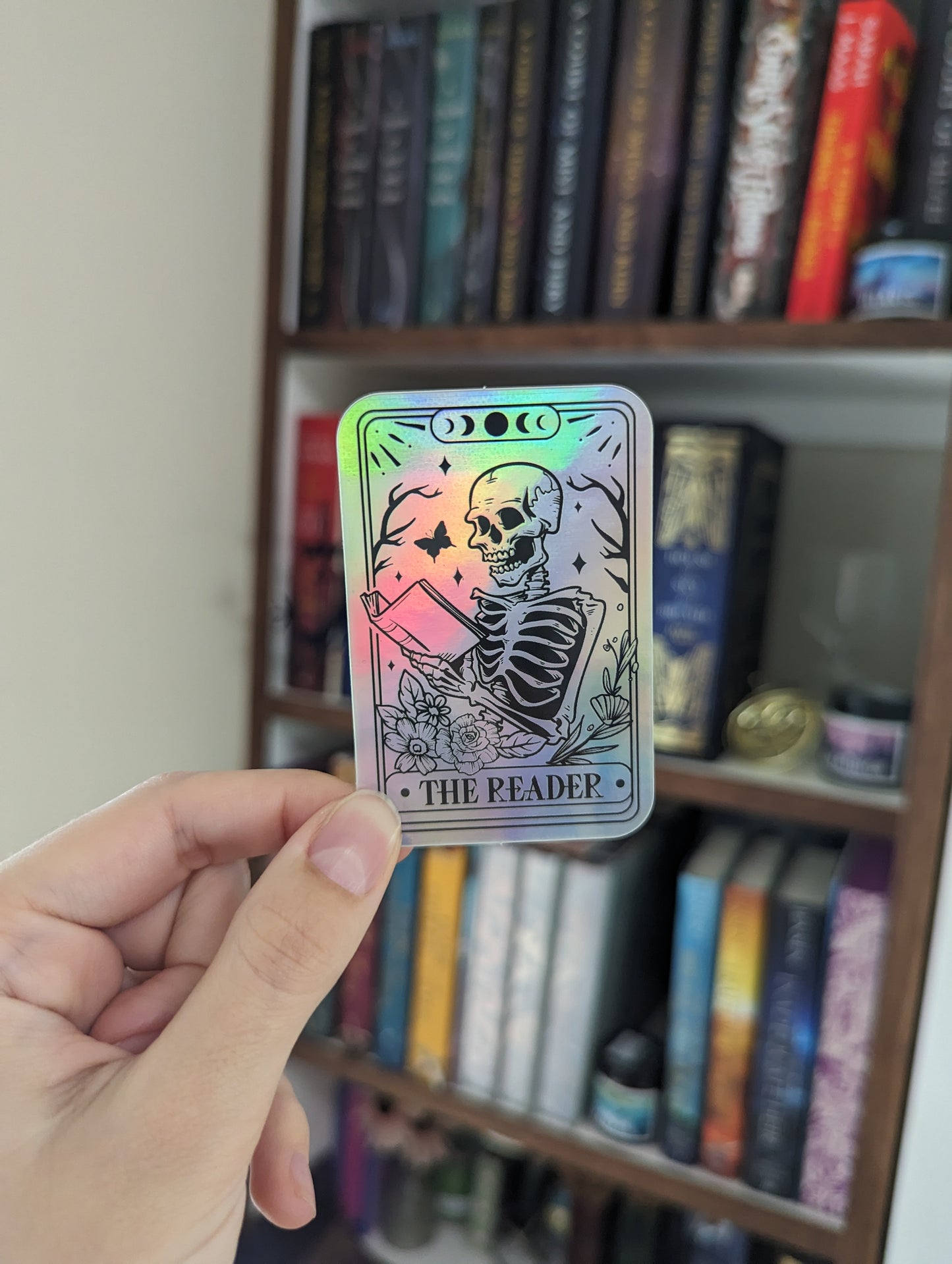 Skeleton Reader Tarot Card Sticker